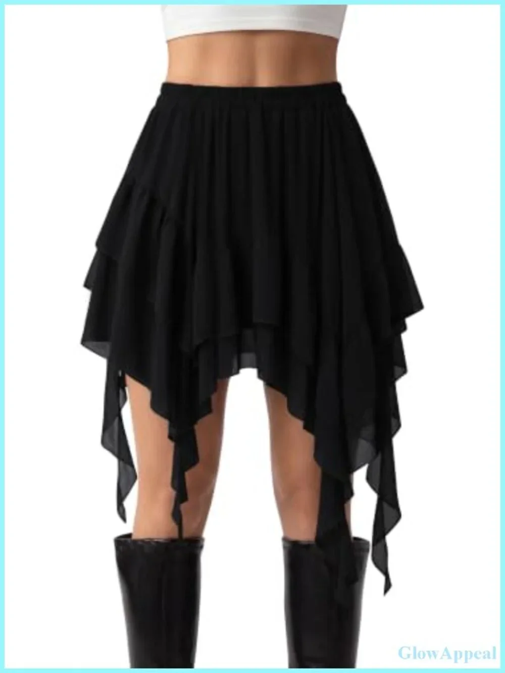 Women's Renaissance Boho Tiered Skort with Built-in Shorts, Elastic Waist,